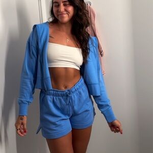 Blue Hoodie and Shorts Set